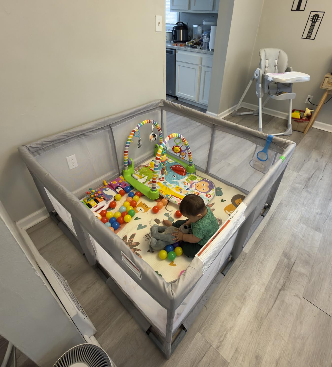 Baby Playpen with Mat, 50x50 Inch Playpen with Mat Waterproof for Babies and Toddlers Play Pen Playards Safety Gate Fence Active Center Indoor customer photo 1