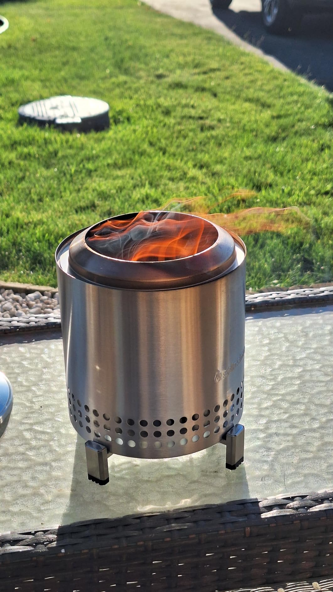 Mesa XL, 7 Inch Tabletop Fire Pit with Stand - Smokeless, Stainless Steel Fire Pit for Camping, Outdoor & Patio- Wood Burning or Pellet Fueled Portable Bonfire, 2.3lbs, Gunmetal customer photo 2