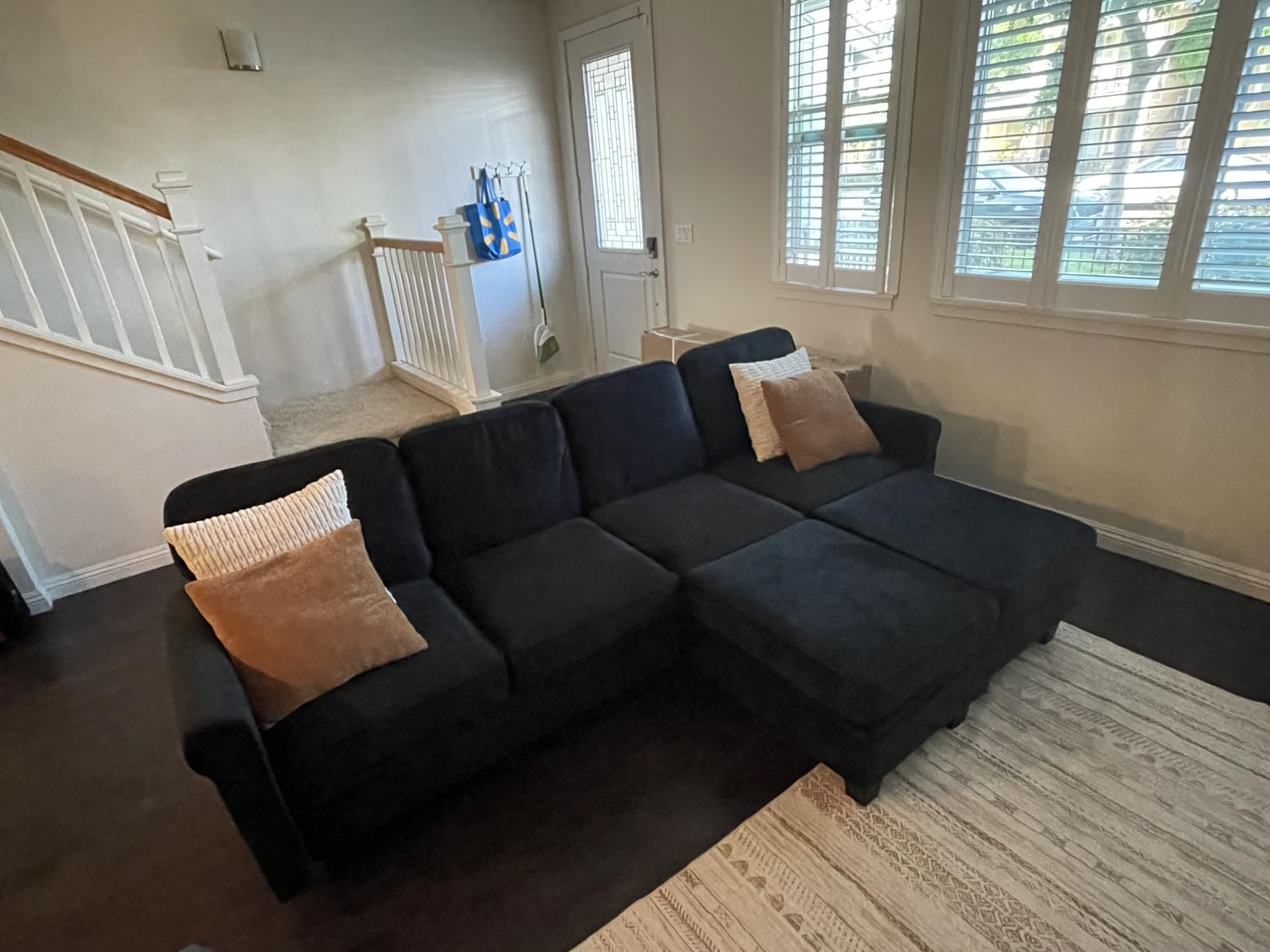 HONBAY Sectional Sofa with Storage Seat U Shaped Couch with Reversible Chaise Convertible Sectional Couches for Living Room, Dark Grey customer photo 1