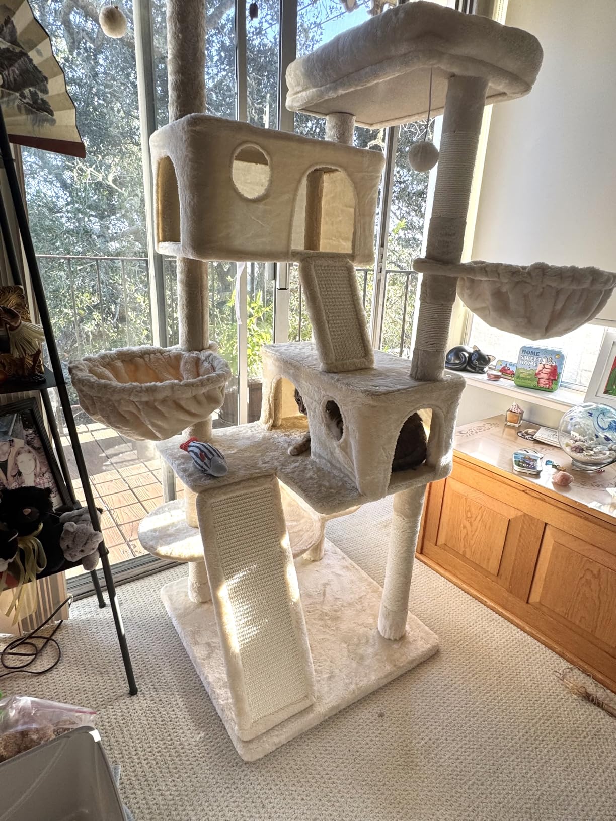 SHA CERLIN 65in Larger Cat Tree Tower Condo for Indoor Kitties/Multi-Level Furniture Activity Center with Wide Base/Cozy Plush Cat Perches/Baskets/Sisal Scratching Posts and Hammock/Beige customer photo 1