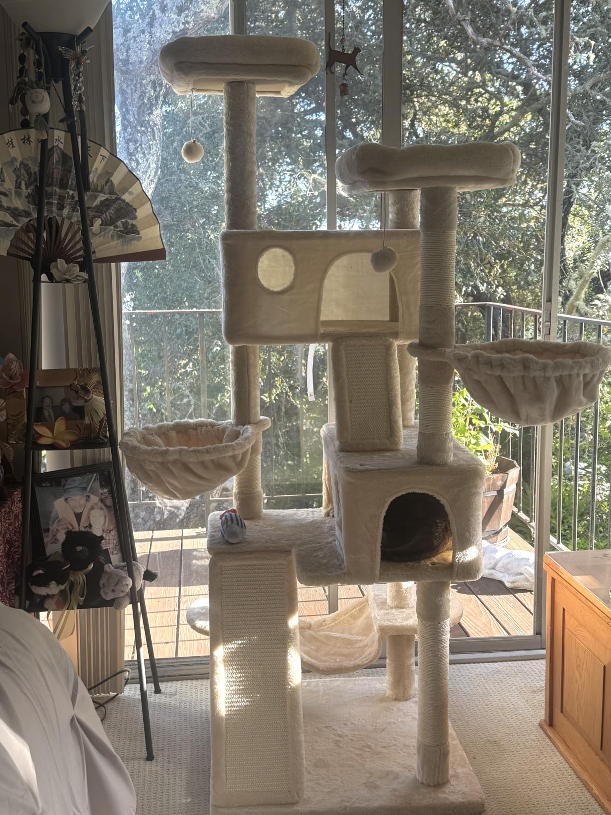 SHA CERLIN 65in Larger Cat Tree Tower Condo for Indoor Kitties/Multi-Level Furniture Activity Center with Wide Base/Cozy Plush Cat Perches/Baskets/Sisal Scratching Posts and Hammock/Grey customer photo 2