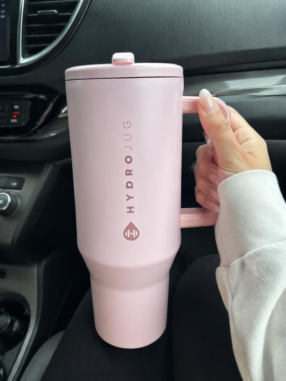 Owala Traveler - 40 oz Water Bottle with Handle & Flip Straw - Fits in Cup Holder, Leak Resistant Tumbler, Insulated Stainless Steel & Rubber Base, Pink Sand customer photo 2