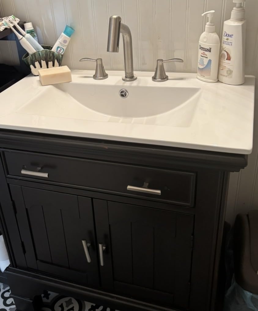 JONATHAN Y Ancillary 24 in. W x 18.25 in. D Ceramic Vanity Sink Top with 3-Hole Rectangular Single Sink Basin, White SNK1001A customer photo 2