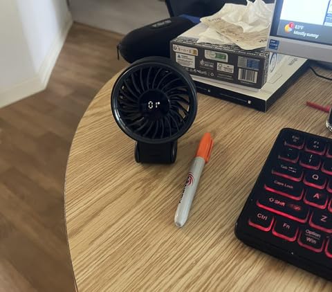 JISULIFE Handheld Fan Life7 - Ultimate Flexibility: Wide & Strong Airflow, 19.5H Max Cooling, 5000mAh Rechargeable, 5-Speed, LED Display, 3 IN 1 Portable Fan for Travel, Concerts, Sports Events (Black) customer photo 1