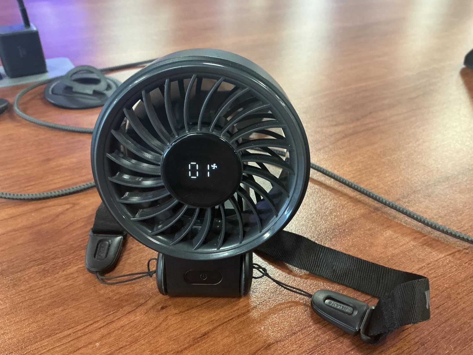 JISULIFE Handheld Fan Life7 - Ultimate Flexibility: Wide & Strong Airflow, 19.5H Max Cooling, 5000mAh Rechargeable, 5-Speed, LED Display, 3 IN 1 Portable Fan for Travel, Concerts, Sports Events (Black) customer photo 2