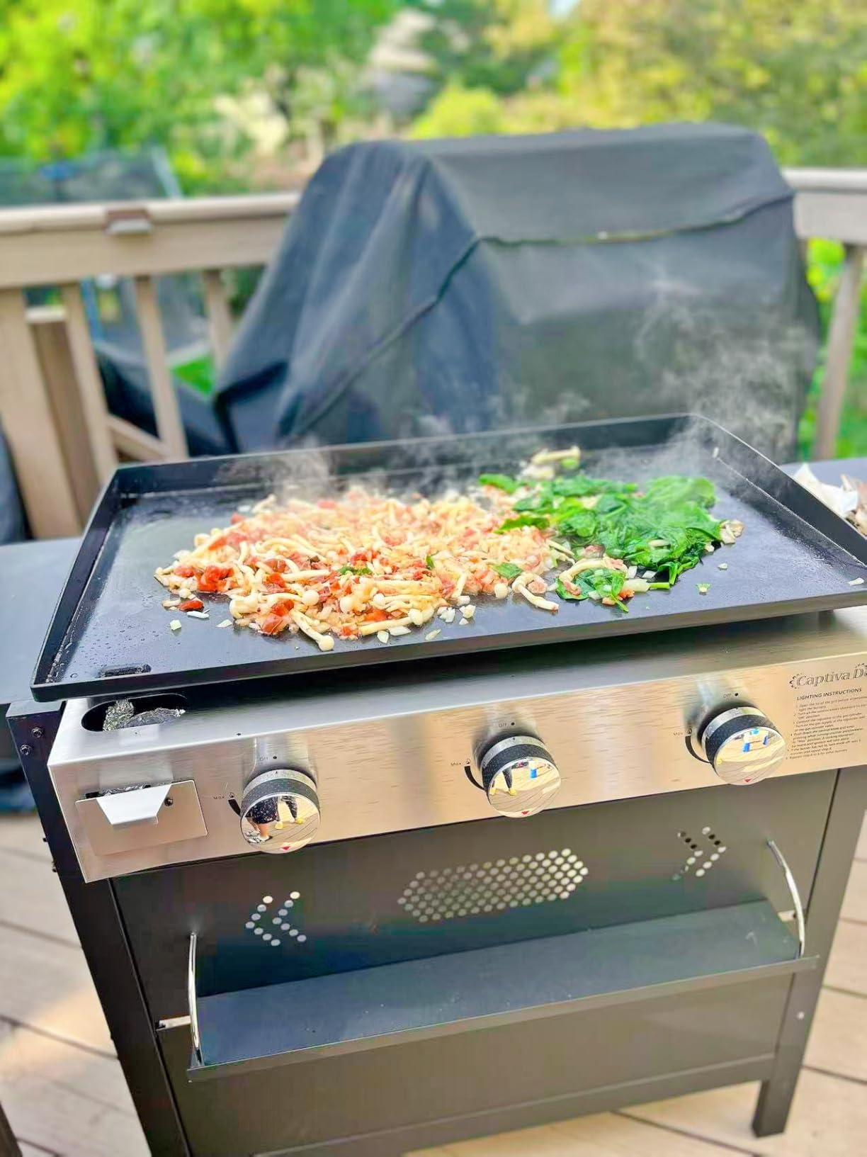 Captiva Designs 27 in Flat Top Griddle Grill with Ceramic Coated Cast Iron Pan, 3-Burner Propane Gas Griddle Grill, 33,000 BTU Output Flattop Grills for Outdoor Barbecue, Cooking and Party customer photo 1