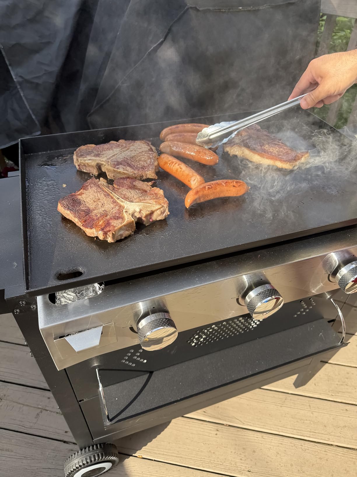 Captiva Designs 27 in Flat Top Griddle Grill with Ceramic Coated Cast Iron Pan, 3-Burner Propane Gas Griddle Grill, 33,000 BTU Output Flattop Grills for Outdoor Barbecue, Cooking and Party customer photo 2