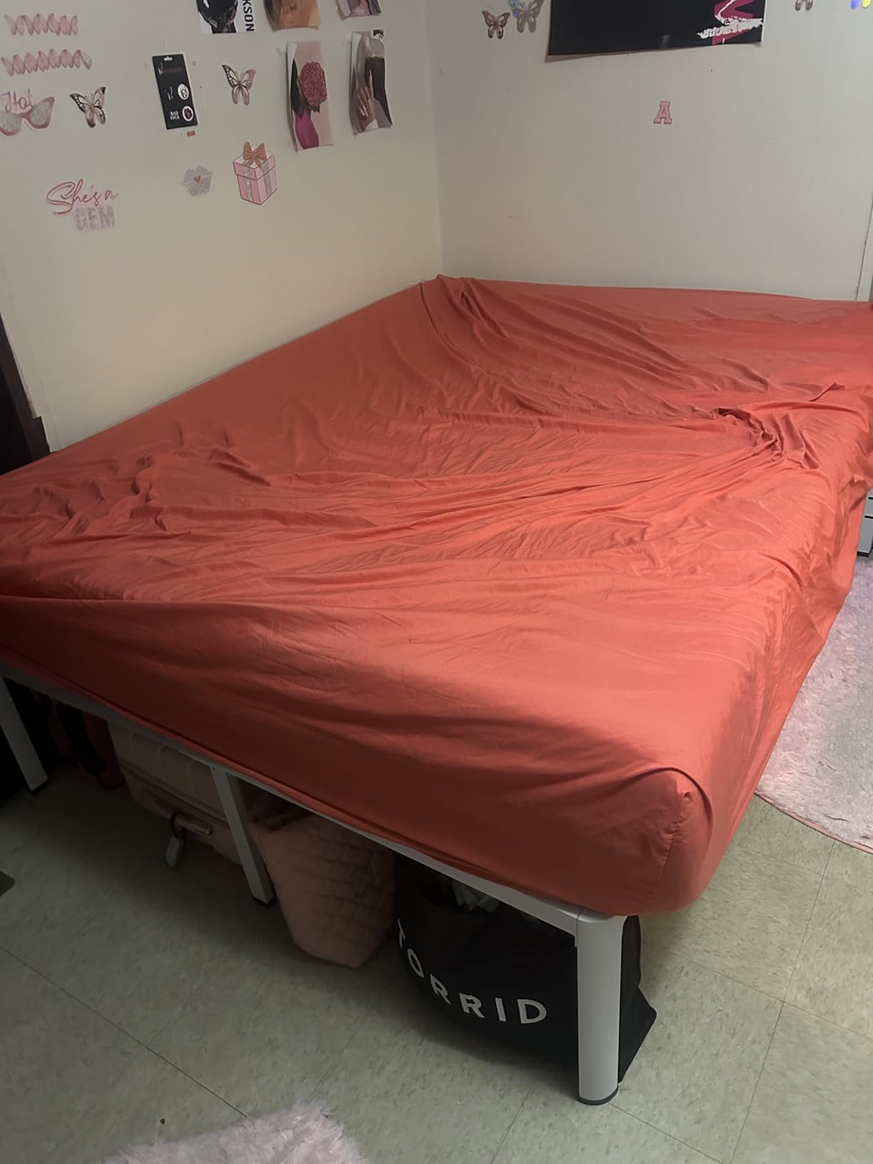 VIPSHOW 18 Inch King Size Bed Frame, 3500Lbs Heavy Duty Metal Platform with Round Corner Legs Mattress Slide Stopper, Steel Slat Support No Box Spring Needed, Noise Free, Non-Slip, Easy Assembly customer photo 2