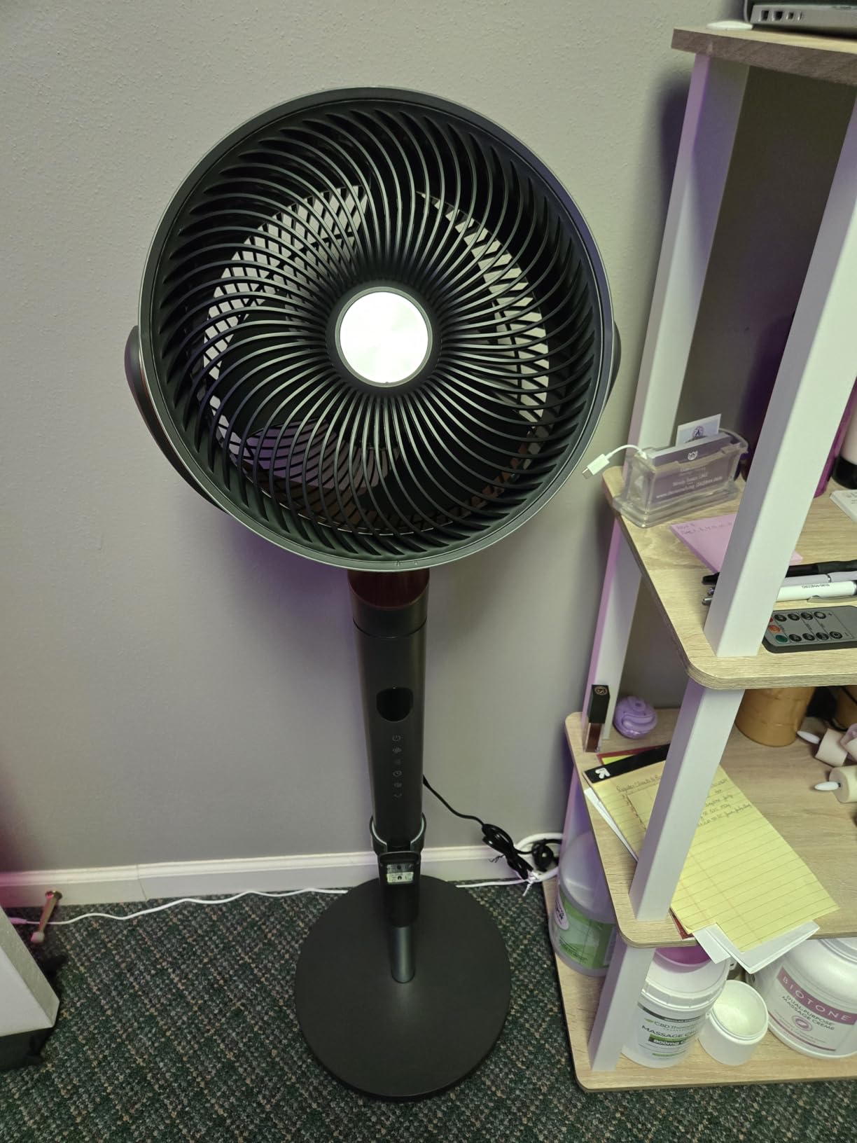 DREO Fan for Bedroom, 120° Oscillating Standing Fans, Quiet Floor Fan with DC Motor, 100ft Pedestal Fans for Room, 9 Speeds, 4 modes, 20dB, 120° Manual Vertical, 37-42'' Adjustable Height, 9H Timer customer photo 2