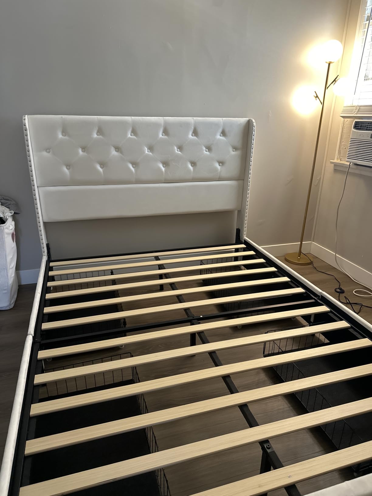 LARMACE Queen Size Bed Frame with 4 Storage Drawers and 47.2