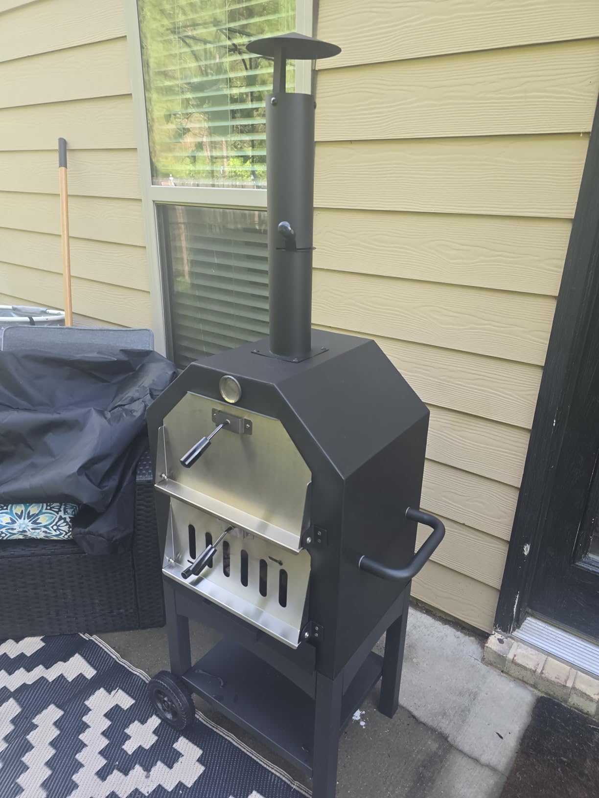 Outdoor Wood Fired Gas 12'' Pizza Oven Multi-Fuel, Gas Burner, Wood Tray, Portable, Oven Grill, Outside, Backyard, Pizza Maker, Oven Gloves, Peel, Cutter (Gas Fire) customer photo 1