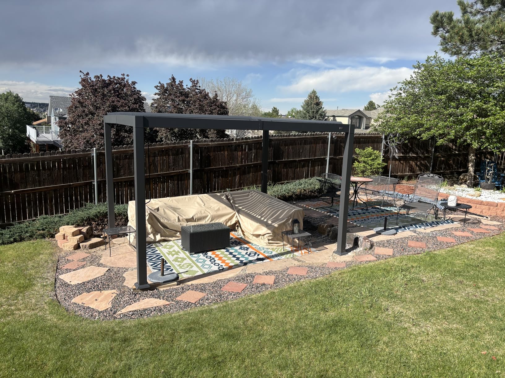 PURPLE LEAF Louvered Pergola 10' x 12' Aluminum Outdoor Pergola with Adjustable Louvers Roof and Integrated Drainage System 70 Mph High Wind Resistant Small Pergolas for Patio Deck Porch Yard customer photo 1