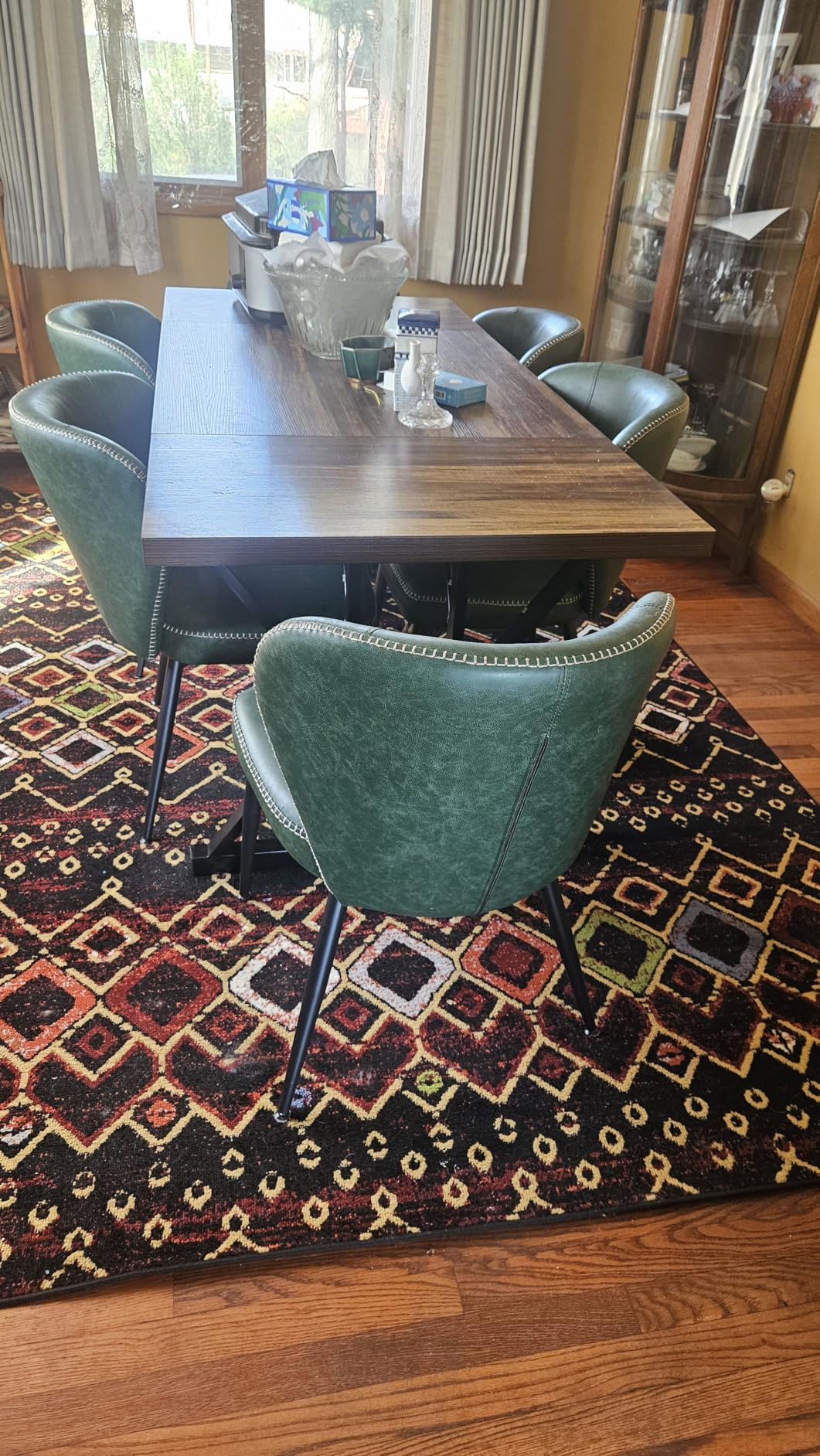 VASAGLE EKHO Collection - Dining Chairs Set of 4, Upholstered Kitchen Chairs, Comfortable Seat, Synthetic Leather with Stitching, Mid-Century Modern, Caramel Brown customer photo 1