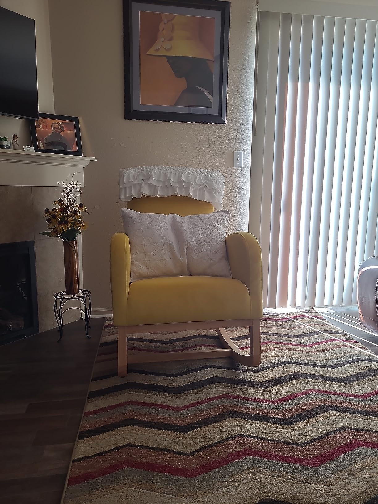 Setawix Teddy Rocking Glider Chair for Nursery, Upholstered Living Room Rocker Arm Chair, Leisure Sherpa Wingback Armchair, Mid Century Modern Rocking Accent Chair with Side Pockets (Wingback Dark Grey) customer photo 2