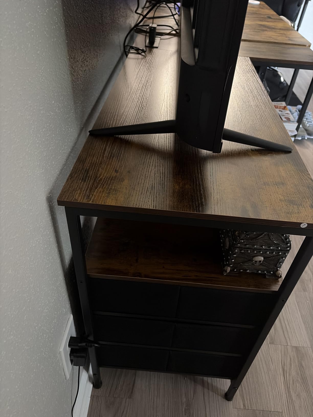 Huuger Computer Desk with 6 Drawers, Office Desk with Shelves, Reversible Gaming Desk, Corner Desk with Storage, 47inch, Rustic Brown customer photo 2