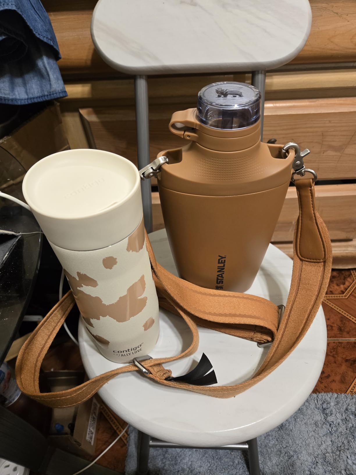 Stanley Cross Bottle 23 oz | Travel Water Bottle with Jacquard Strap | Leakproof Tritan Lid with Removable Straw | Insulated Stainless Steel | BPA-Free | Cream customer photo 1