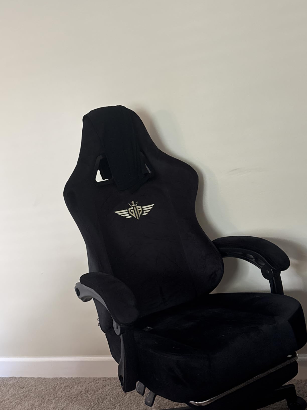 GTPLAYER Big and Tall Gaming Chair Fabric with Pocket Spring Cushion, High Back Ergonomic Computer Chair with Footrest for Adults Lumbar Support Swivel Game Chair for Office Gaming 350LBS, Black customer photo 2