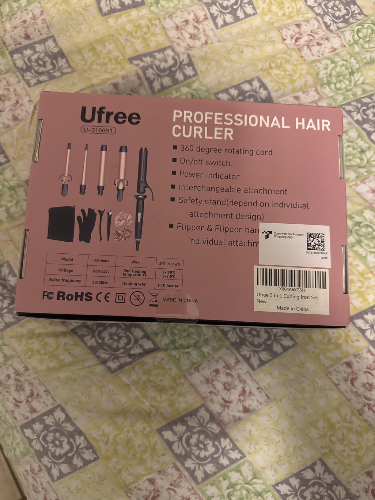 Ufree 5 in 1 Curling Iron with Interchangeable Ceramic Barrels (0.35