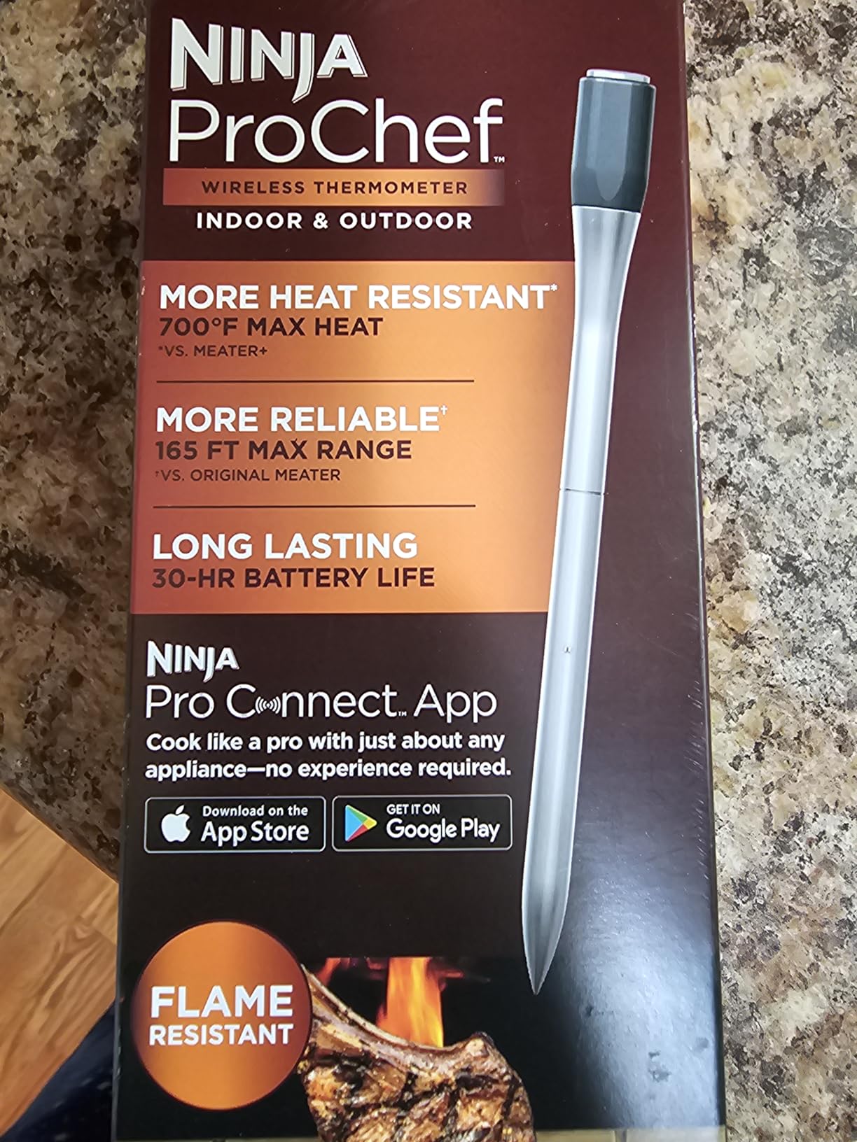 Ninja Meat Thermometer ProChef Wireless Probe for Indoor & Outdoor Air Fryer, Grill, Cooking, Smoker, Oven, Roaster, Long Range Bluetooth App Connection, Flareup Resistant, Waterproof, WP100 customer photo 1