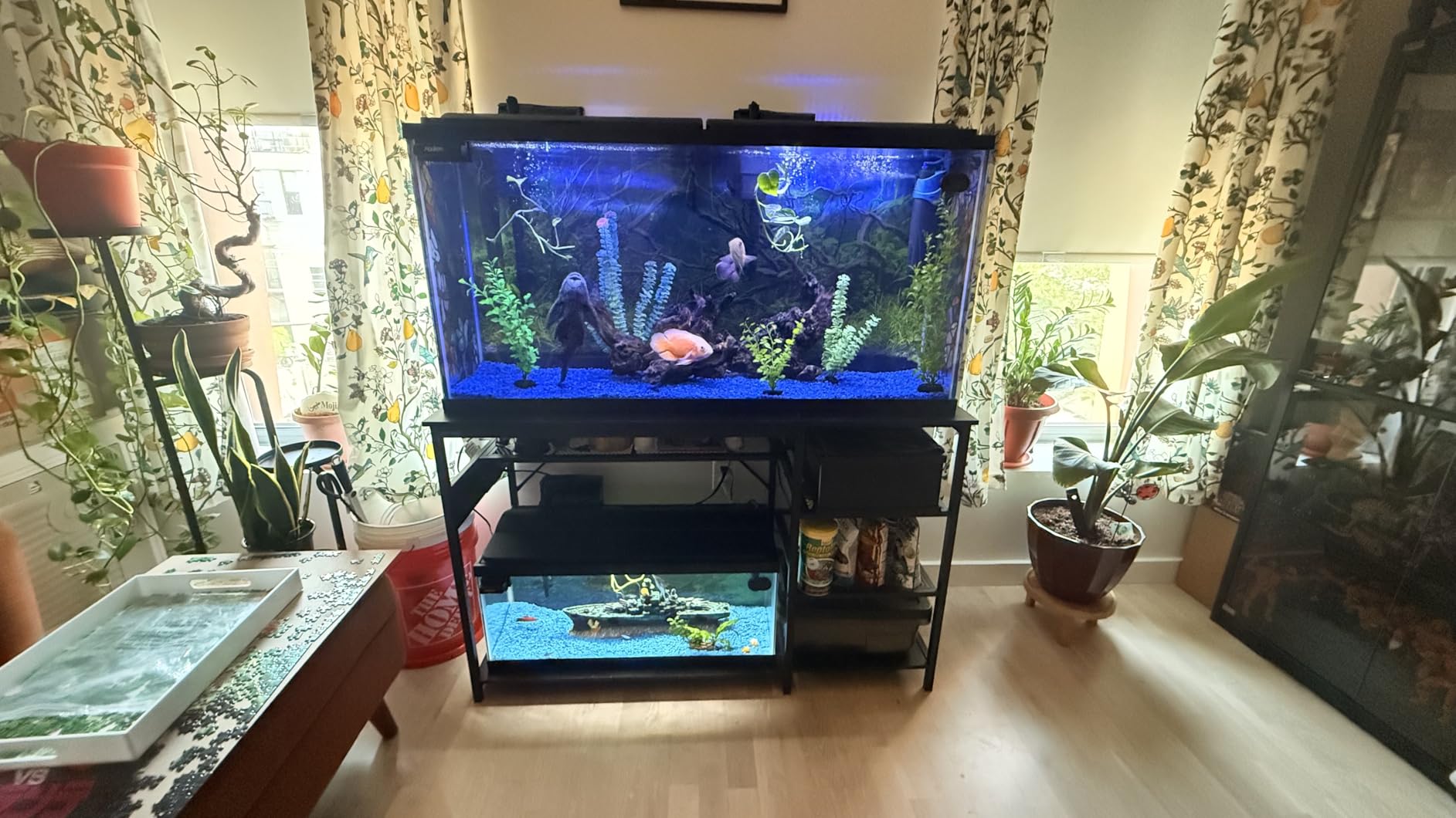 55-75 Gallon Fish Tank Stand: Heavy Duty Aquarium Stand with Power Outlets and Cabinet for Fish Tank Accessories Storage - Metal Frame, 1200LBS Capacity, Suitable for Fish & Reptile Terrariums customer photo 2