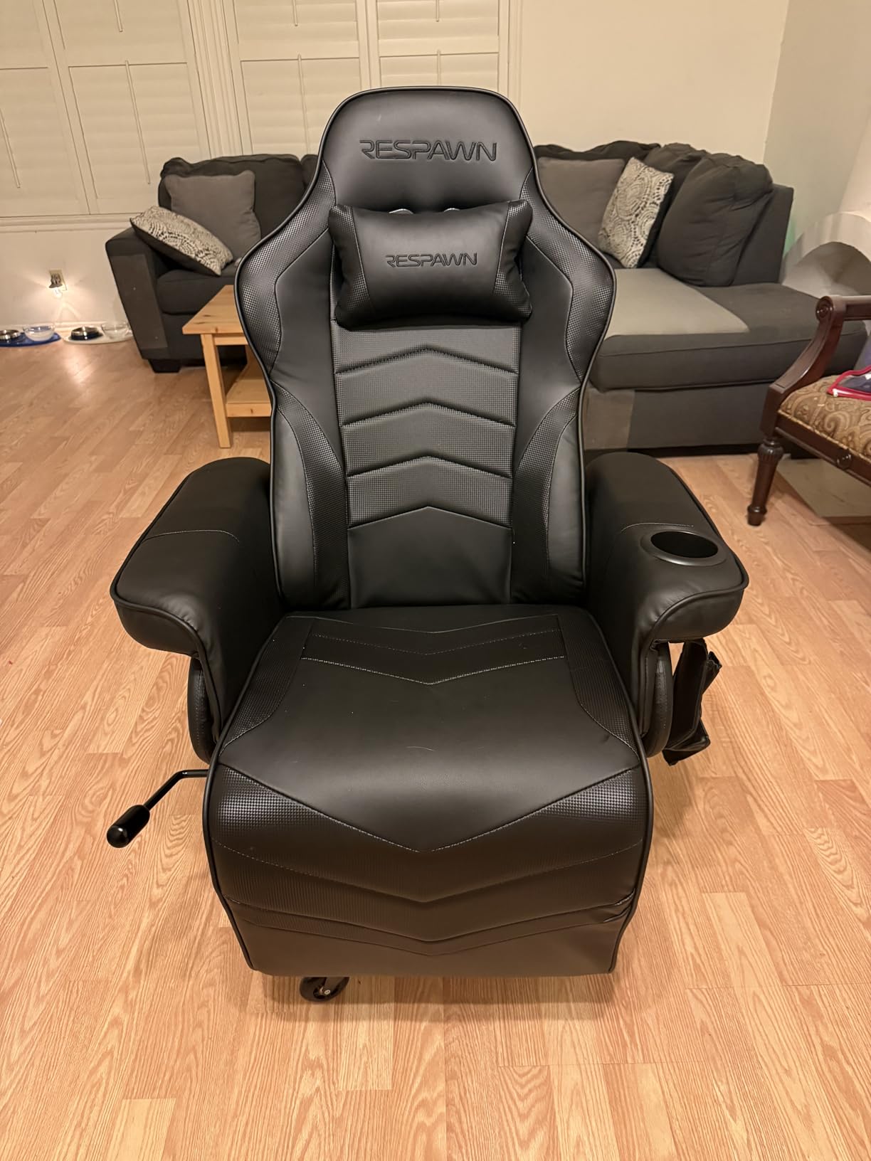 RESPAWN 900 Console Gaming Recliner with Footrest and Lumbar Support - Comfortable Ergonomic Gaming Chair with Headrest, No Wheels, Reclining, Heavy Duty, Racing Style Video Game Chairs - Gray Fabric customer photo 1