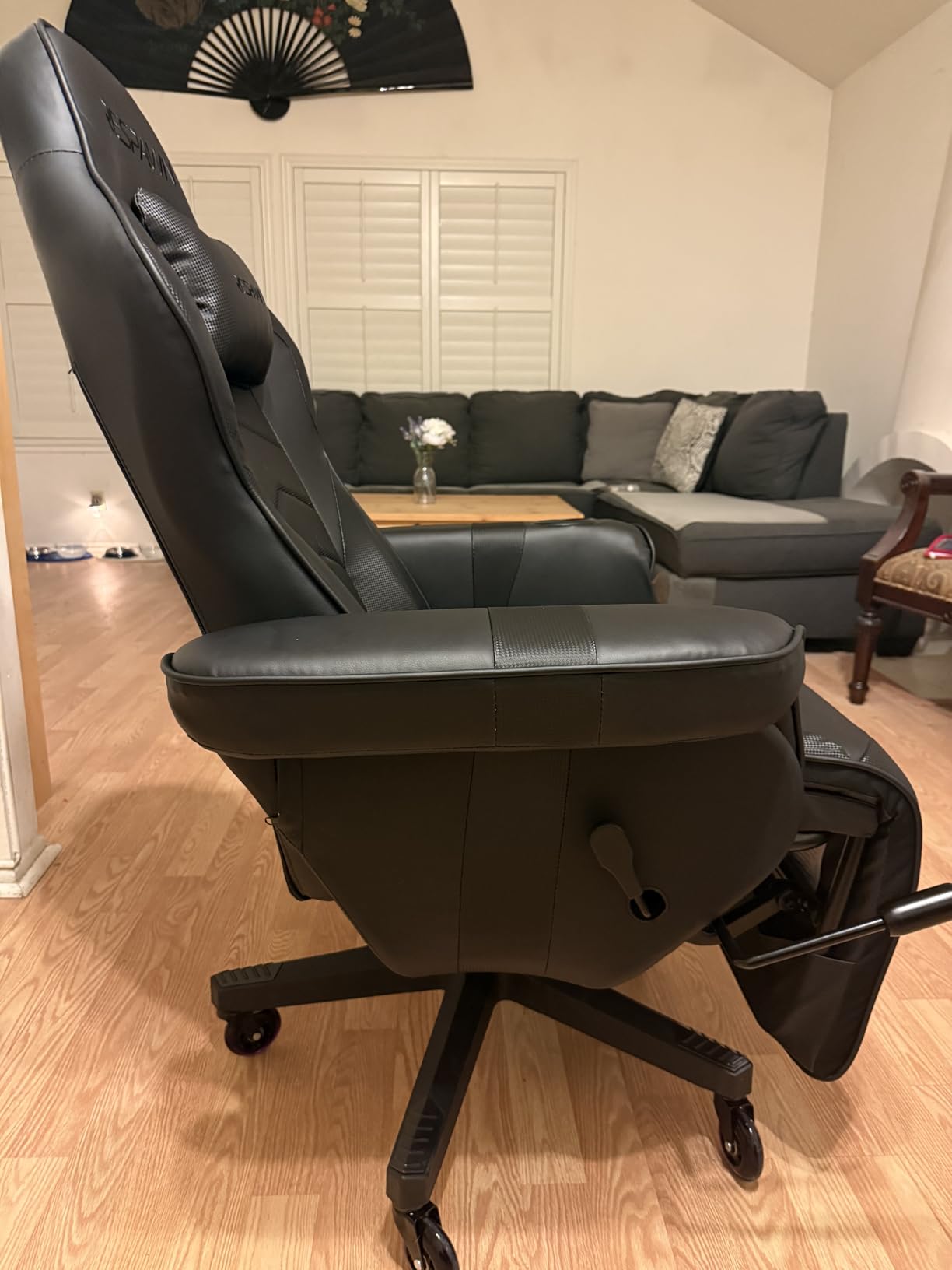 RESPAWN 900 Console Gaming Recliner with Footrest and Lumbar Support - Comfortable Ergonomic Gaming Chair with Headrest, No Wheels, Reclining, Heavy Duty, Racing Style Video Game Chairs - Gray Fabric customer photo 2