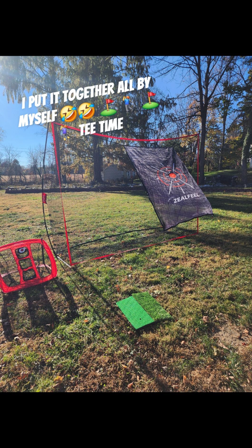 ZEALFEEL Golf Net, 10x7ft Practice Net with Chipping Net, Foldable Mat, Silk Target, 8 Tees, 6 Balls, Carry Bag, Golf Hitting Nets for Backyard Driving Chipping Indoor Outdoor Use customer photo 2