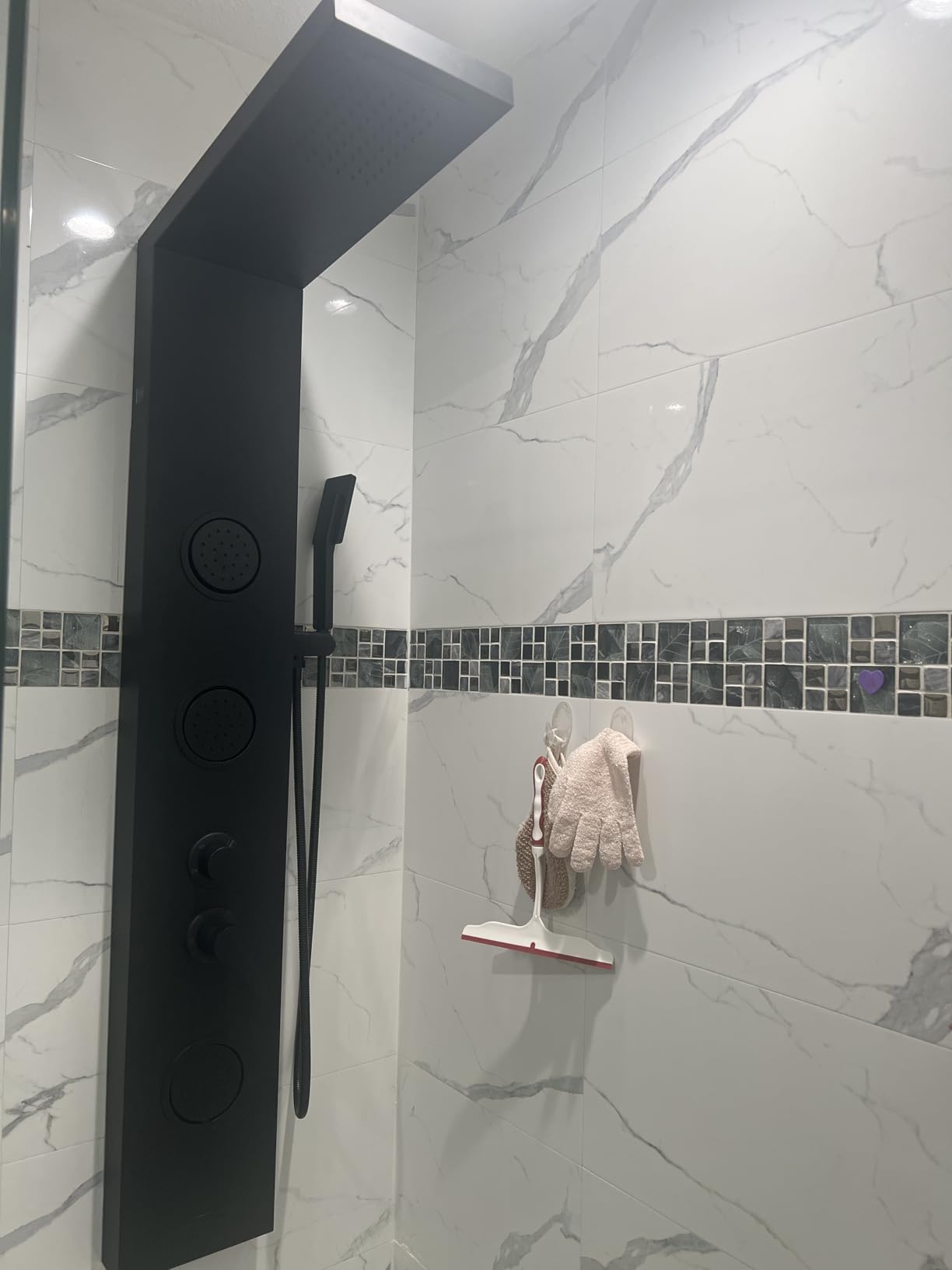 ROVATE Shower Panel Tower System with Rainfall Shower Head, Elegant Matte Black Shower Tower with Powerful Body Jets, Handheld Shower and Tub Spout, Stainless Steel Shower Column Black High Pressure customer photo 2