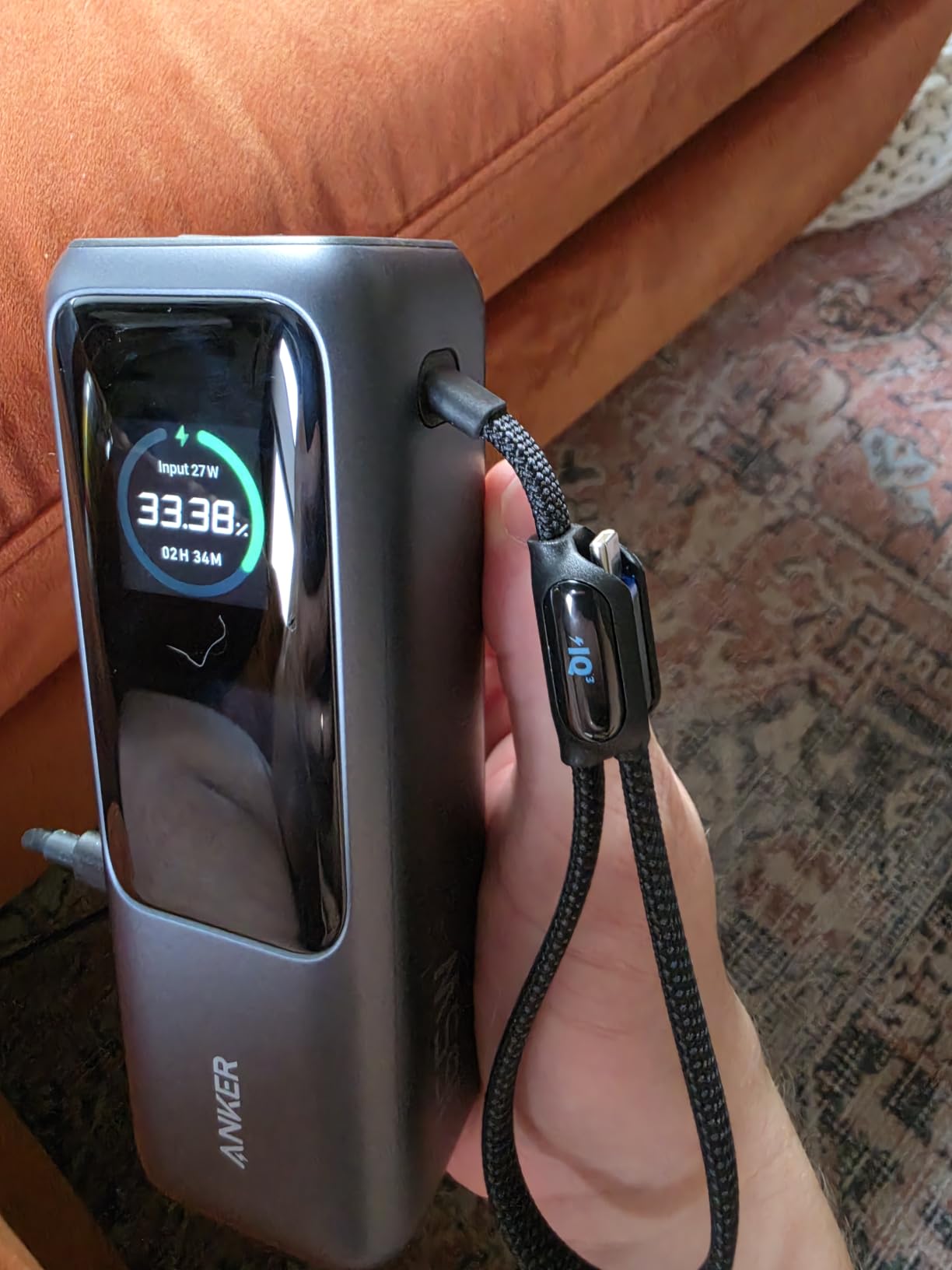 Laptop Power Bank, 25,000mAh Portable Charger with 165W Total Output, 3 USB-C Ports (100W Max Each), Built-in Retractable Cables, Flight-Ready, for iPhone 17/16 Series, MacBook, Samsung, and More customer photo 1