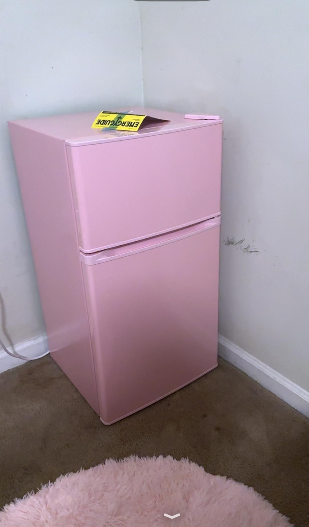 Mini Fridge with Freezer, 3.2 Cu.Ft, 2 Doors Compact Mini Refrigerator with Separate Freezer for Dorm, Bedroom, Office, Apartment with 7-Level Temperature Control, Removable Shelves (Pink) customer photo 2