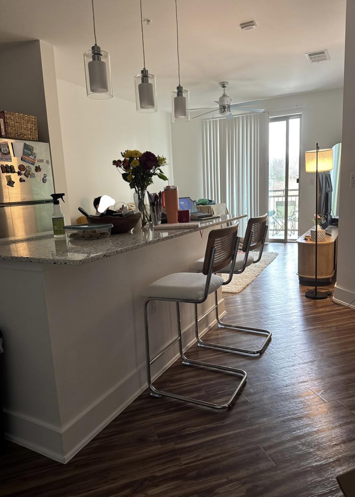 GrandNoor Natural Rattan Counter Height Stools Set of 3 with Solid Wood Back, 24 Inch Mid Century Modern Cesca Bar Stools, Brown Upholstery Boho Stool for Kitchen Counter customer photo 1
