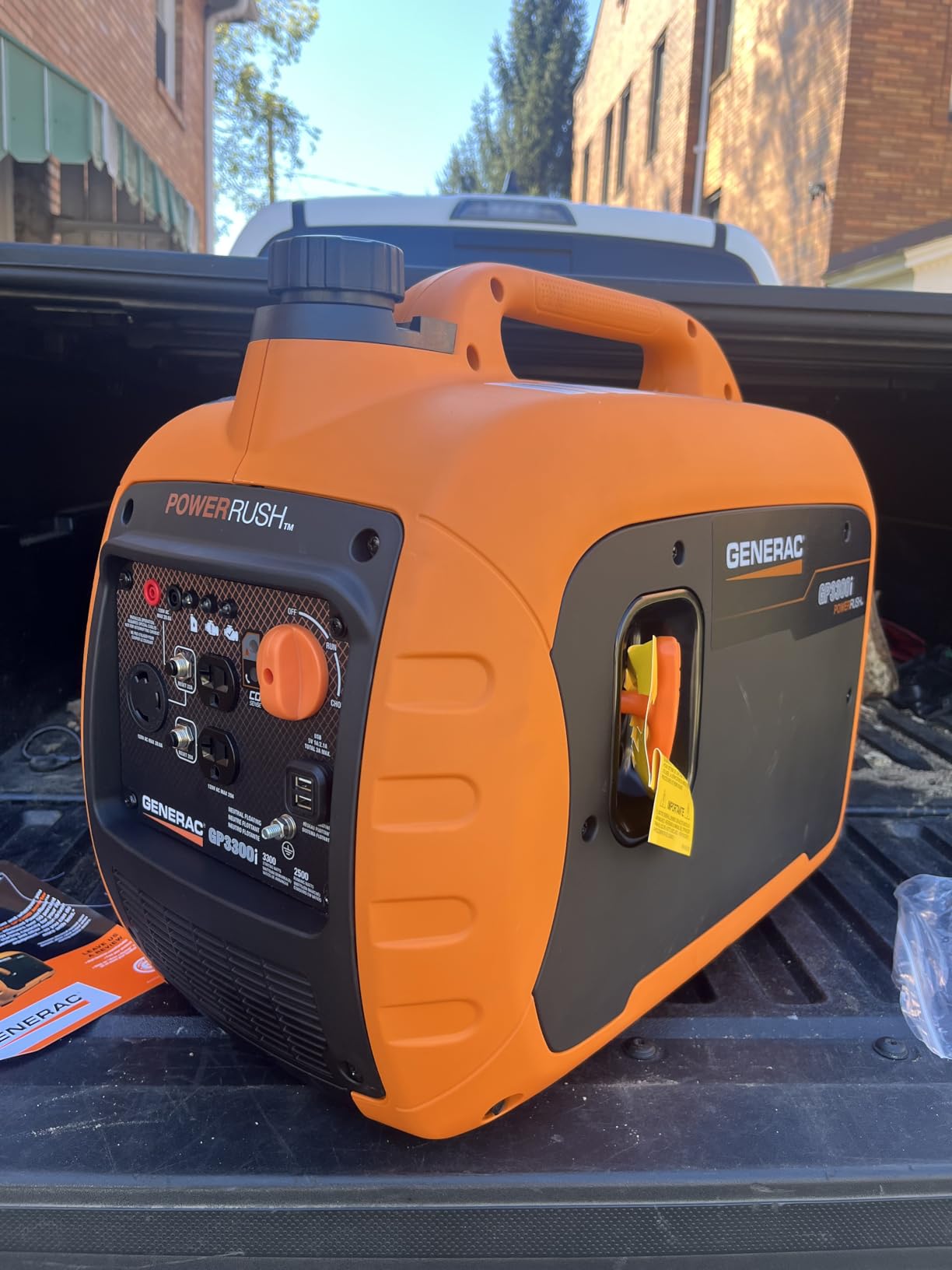 Generac 3,300-Watt Gas Powered Portable Inverter Generator - Lightweight and Compact - USB Ports for Device Charging - Produces Clean, Stable Power - Great for Home Backup, Camping, and RV Use customer photo 1