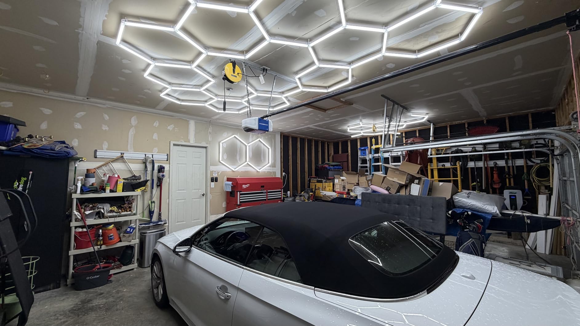HYPERLITE Gen II Hexagon Garage Lights: 168W 16800LM 5 Grids Hexagon Led Light, 6500K Ultra Bright Honeycomb Hex Lights, Durable Design for Garage, Shop, Basement, Barber, Homegym customer photo 1