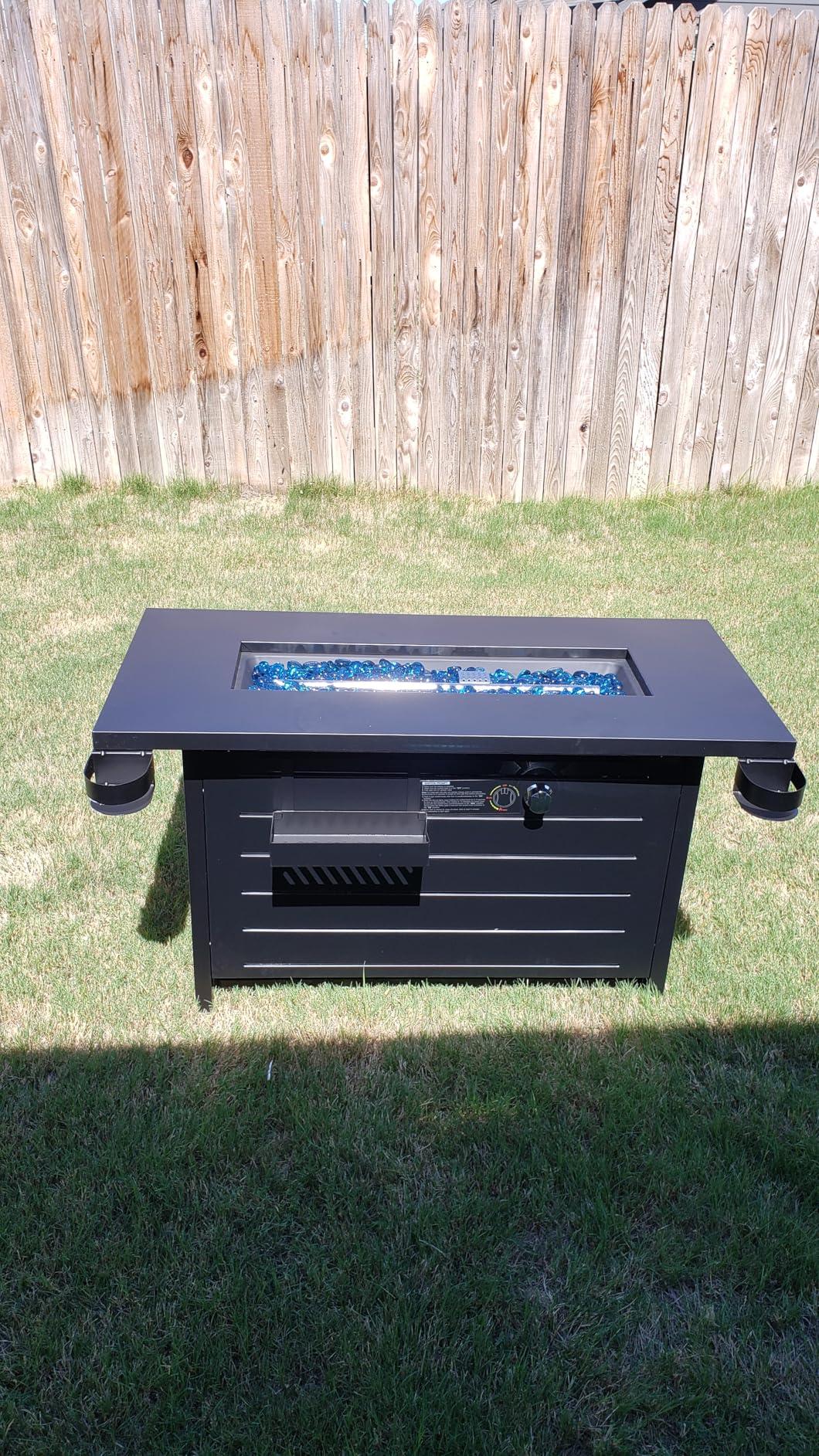 Ciays 32 Inch Propane Fire Pits, 50,000 BTU Gas Fire Pit Table for Outsides with Steel Lid and Lava Rock, 2-in-1 Square Fire Table for Gatherings Parties on Patio Deck Garden Backyard, Black customer photo 2