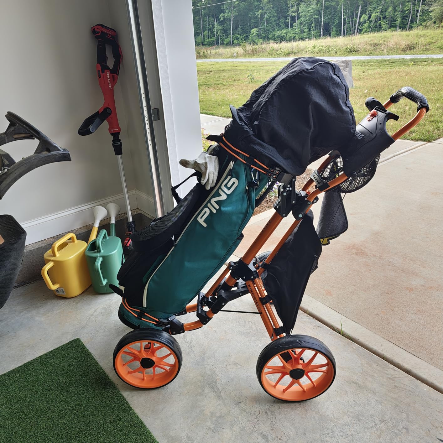 FLAGTAG Golf Push Cart 4-Wheels Folding Golf Cart with Cup Holder, Umbrella Holder, Cooler Bag customer photo 1