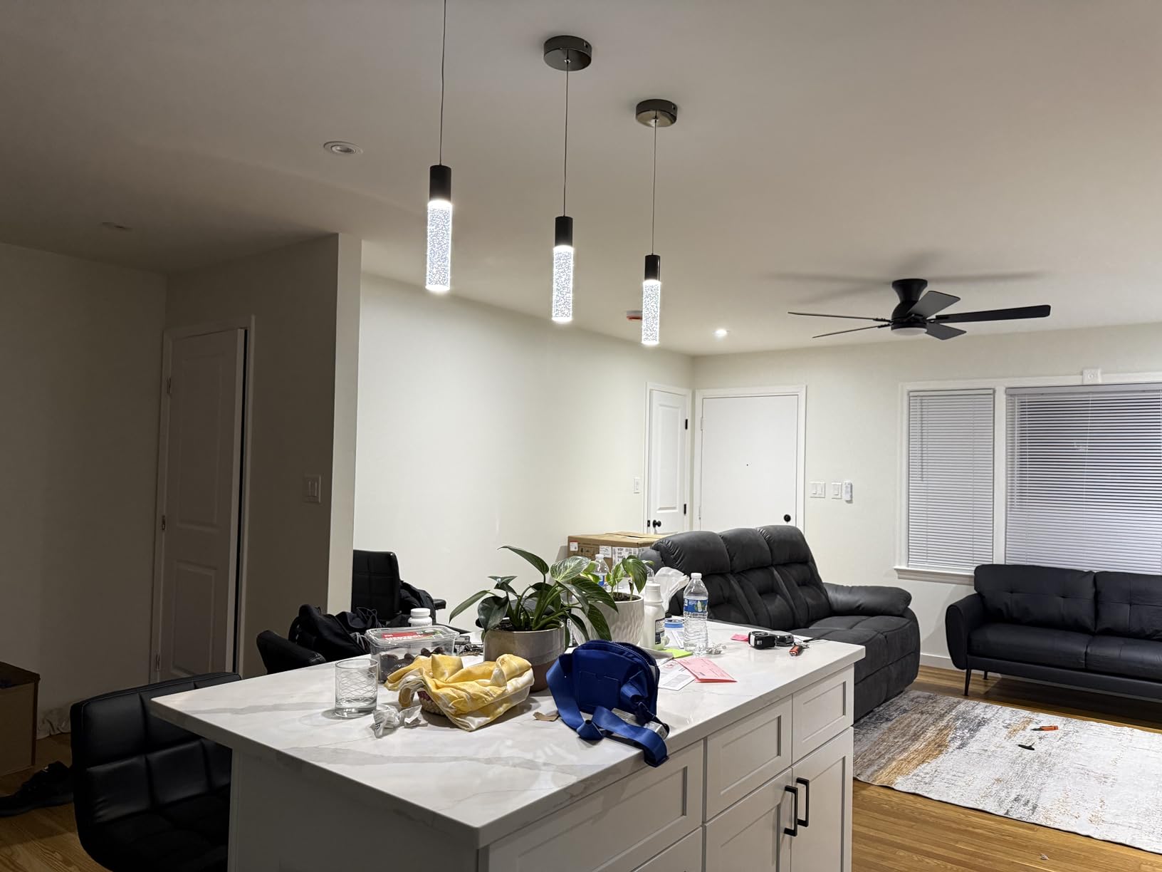 OKELI Modern Pendant Lights, 3 Color LED Bubble Crystal Island Light Fixtures, Black Mini Pendant Lighting for Kitchen Island, Bar, 6W, 3000-6000K, ETL, 3 Pack customer photo 1