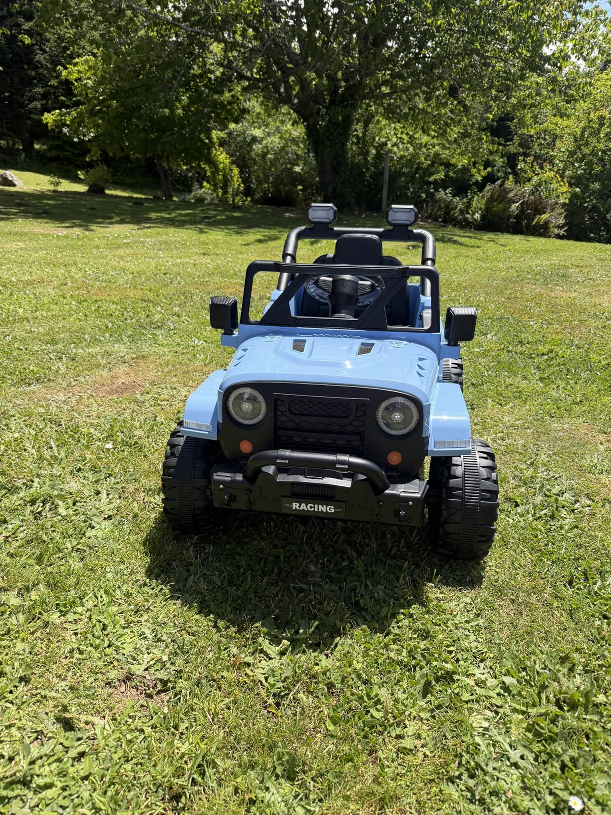 ARBELI 12V Ride On Truck Car with Remote Control, Kids Electric Vehicles with Bluetooth Music, Horn, 3 Speeds, 4 LED Lights, Soft Start, Ride on Toys for Toddler Boys & Girls (Blue) customer photo 2