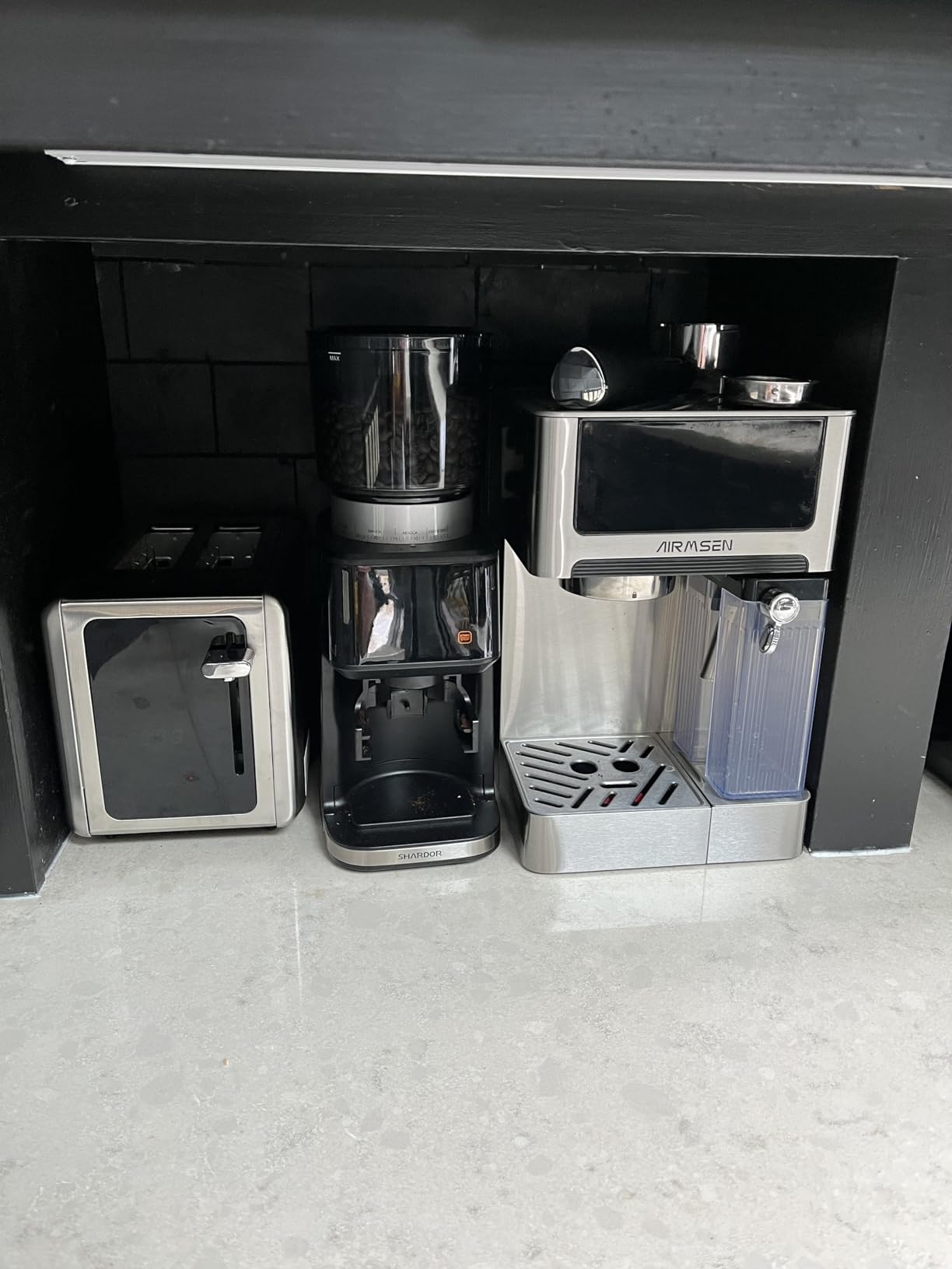 AIRMSEN 20 Bar Espresso Machine with Automatic Milk Frother, Cappuccino & Latte Coffee Maker with Quick Brew Dual Boiler (1350W + 1000W), Stainless Steel, 60oz Water Tank, Touchscreen customer photo 1