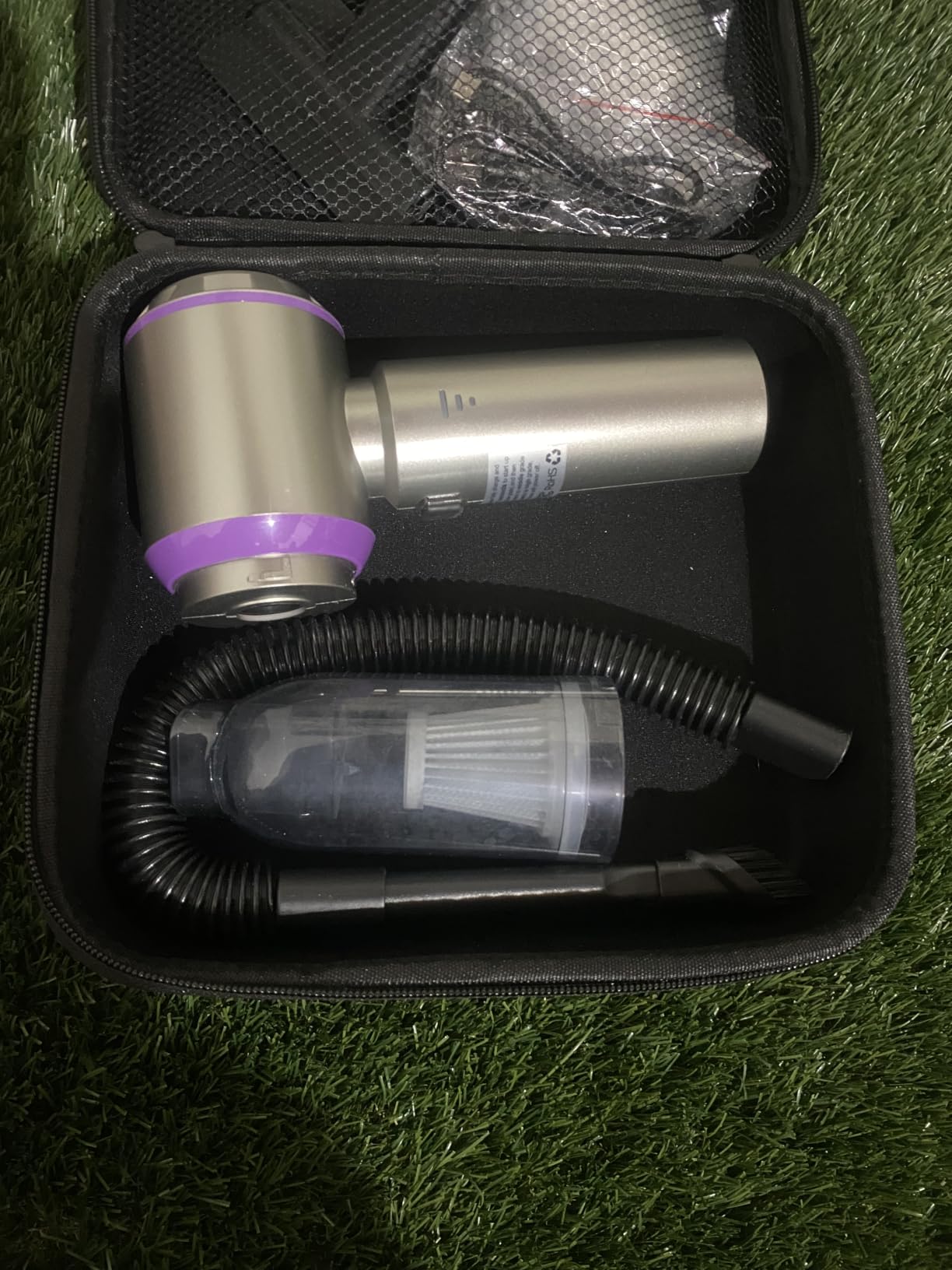 Vacuum/Air Duster 80,000RPM Super Power Mini Car Vacuum Cleaner 4-in-1 Air Blower Gun Air Duster & Air Blower & Pump Hand Electric Air Duster Handheld Dust Blower Cordless (Purple) customer photo 2