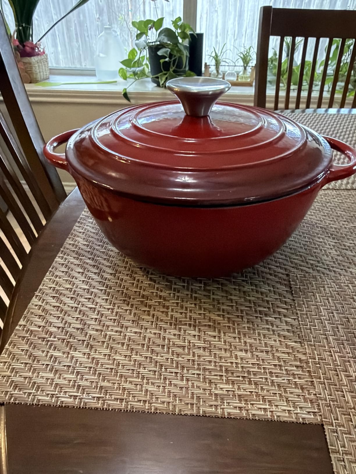 Gibson Home Addlestone 2.65 Quart Round Enamel Cast Iron Dutch Oven Pot With Lid & Dual Handles - Gradient Red customer photo 1
