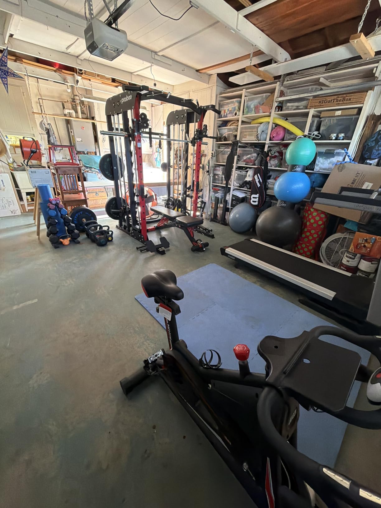 pooboo Multi-Functional Machine Power Cage, 2000LB Squat Rack, LAT-Pull Down System, Dual Pulley Cable Crossover System customer photo 2