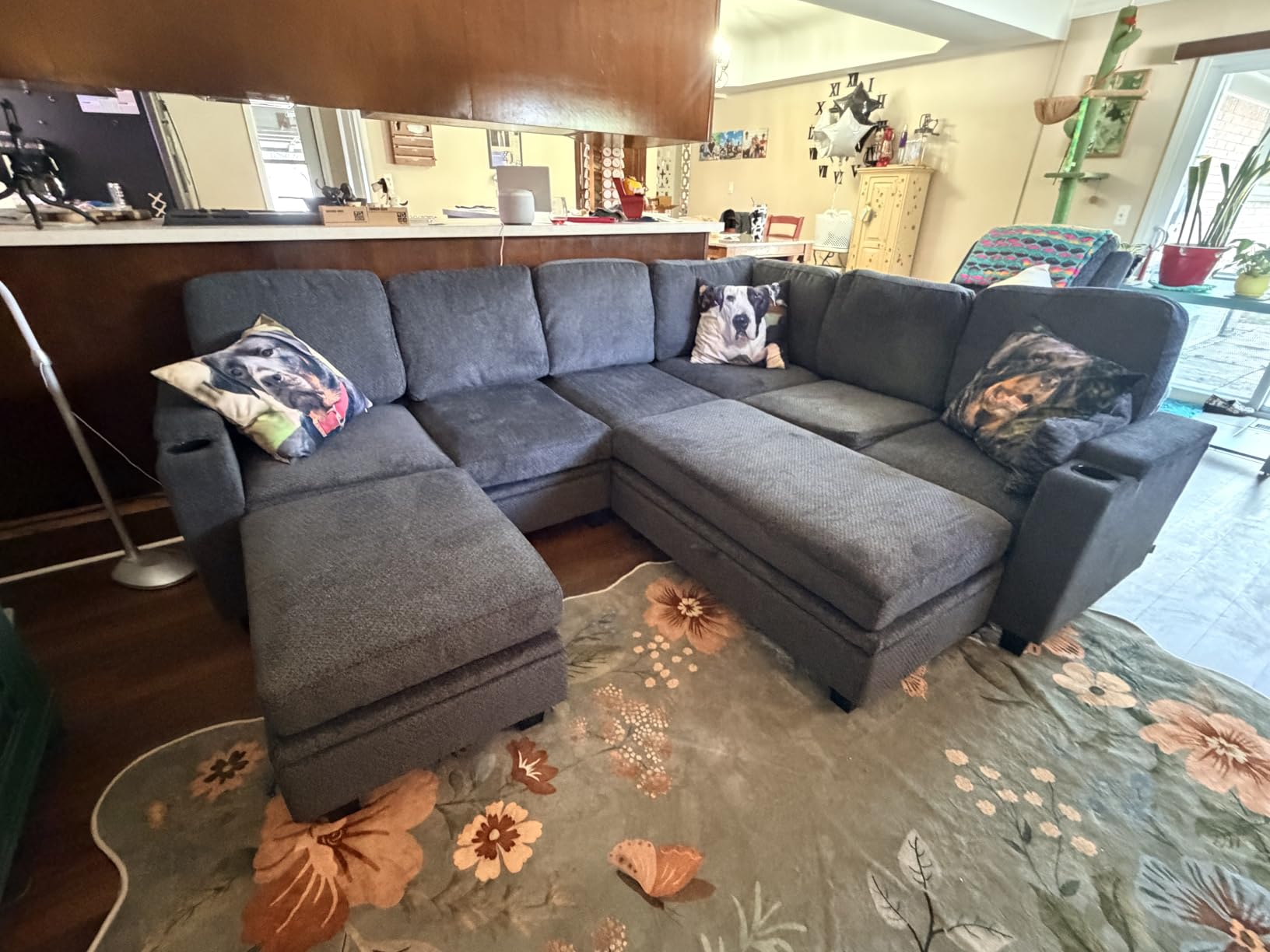 Belffin Modular Sectional Sofa Couch with Storage U Shape Convertible Corner Couches for Living Room, Dark Grey Couch customer photo 1