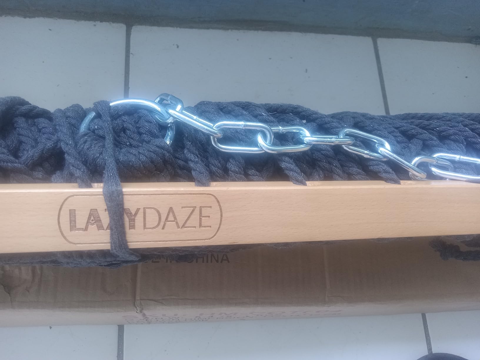 Lazy Daze Hammocks Double Rope Hammock, 2 Person Traditional Outdoor Hand Woven Cotton Rope Hammock with Spreader Bar, Carabiners, Tree Straps, Chains for Patio Yard - Max 450 Lbs, Natural customer photo 2