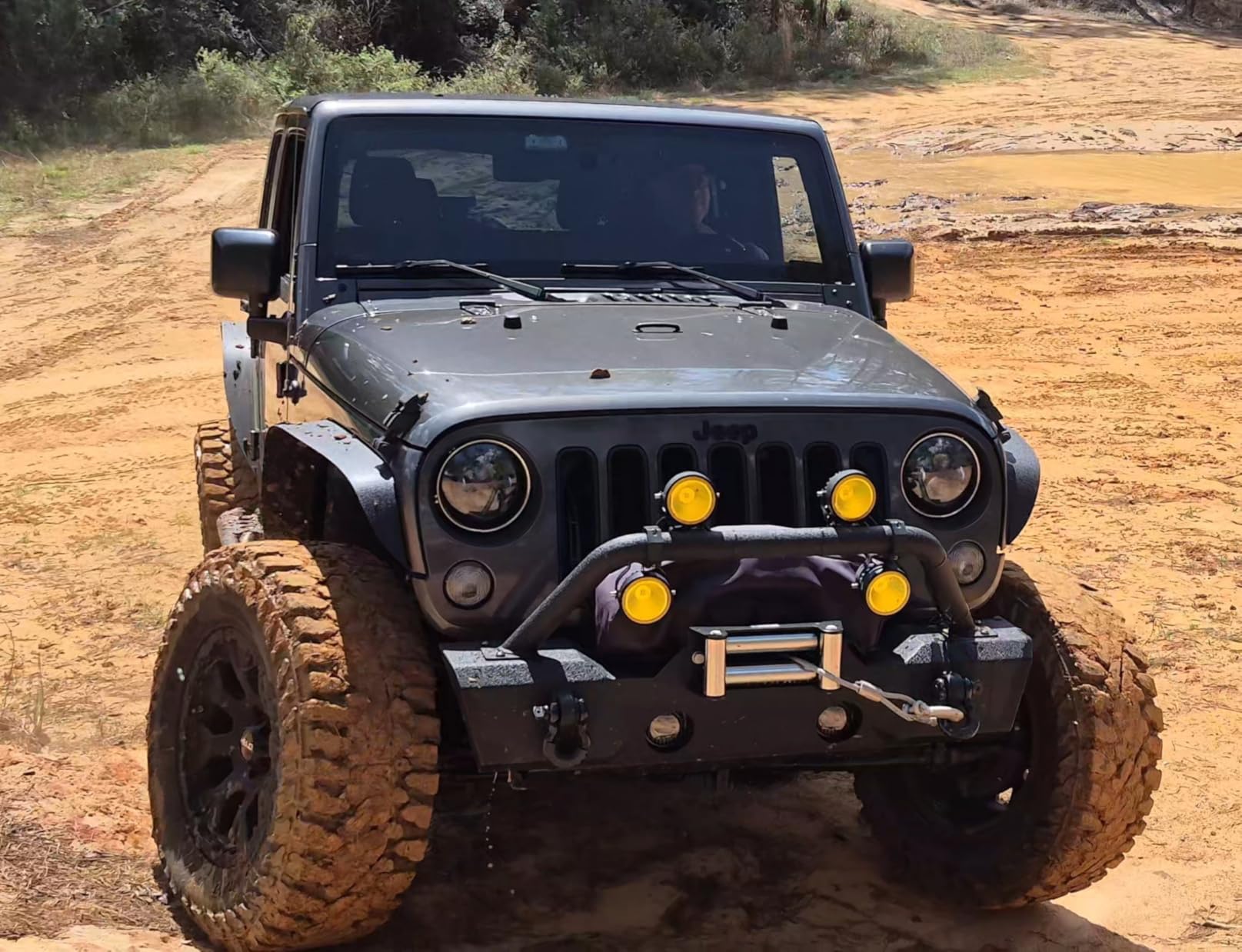 YZONA for JK JKU Tubular Front & Rear Fender Flares Compatible with 2007-2018 Jeep Wrangler JK JKU Unlimited 2/4 Doors with Turn Signal Lights, 4-PCS Tube Mud Guard Off-Road Steel Wheel Fender customer photo 1