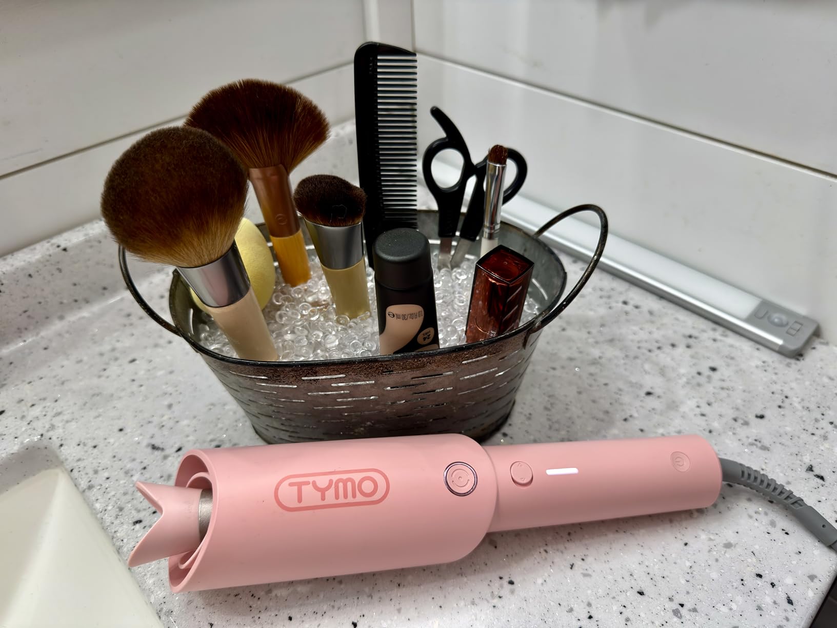 TYMO Automatic Rotating Curling Iron - TYMO CURLPRO Beach Waves Curling Wand, 1 Inch, Pink customer photo 1
