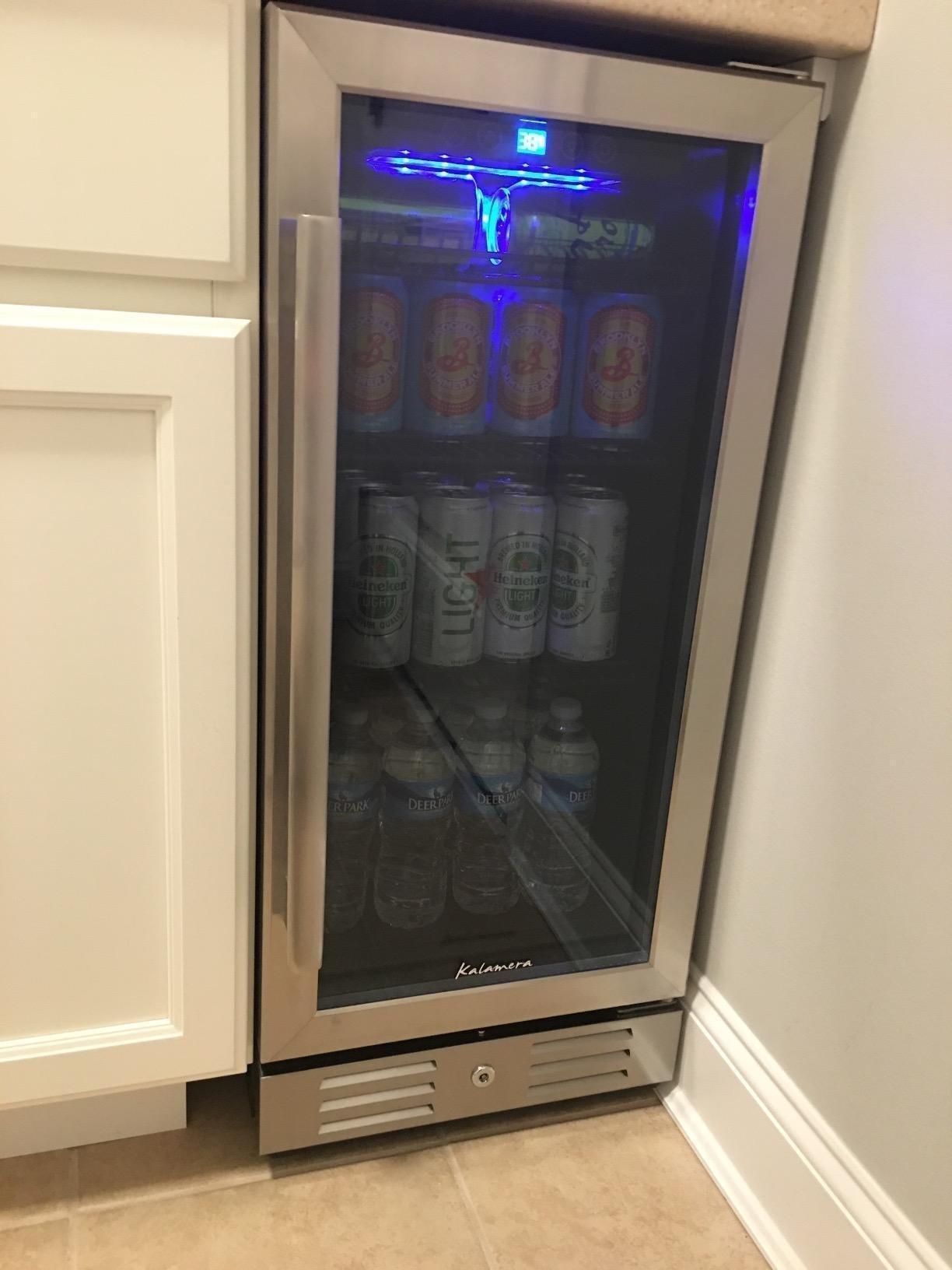24 Inch Under Counter Beverage Fridge -Max 164Cans Capacity Drink cooler,Wide 24''Perfectly for Built in Space, Adjustable shelves for any size beverage/beer/soda Transparent door Refrigerator customer photo 1