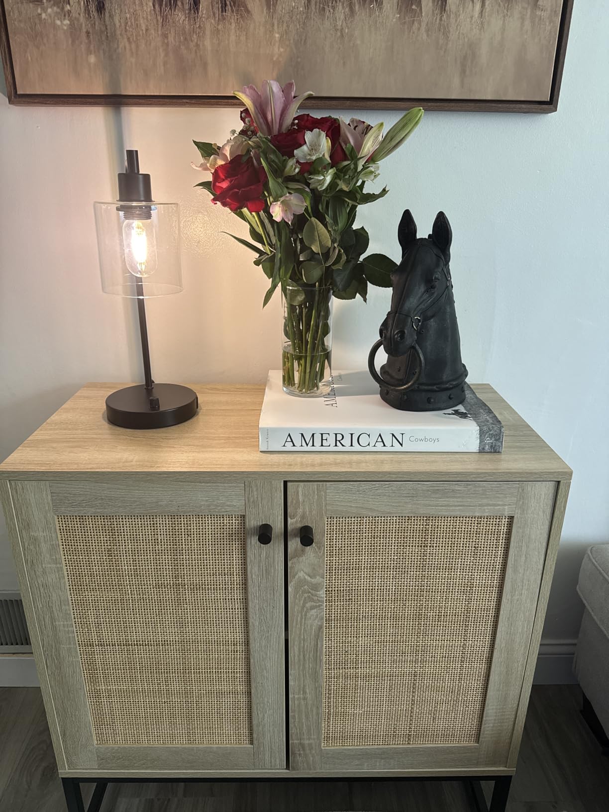 Best Choice Products Rattan Sideboard Buffet Cabinet, Entryway Table, Accent Storage Cabinet, Console Table for Hallway, Living Room, Dining Room - Natural customer photo 2