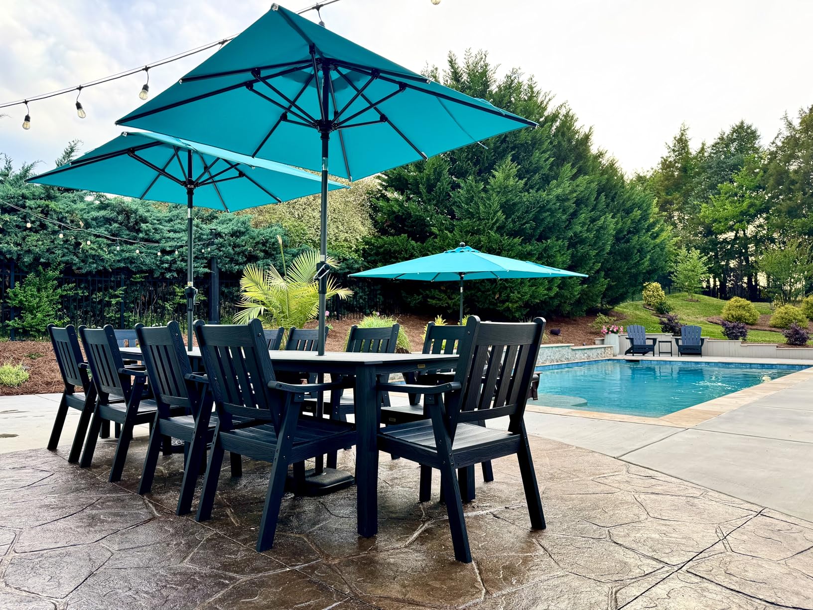 YEFU Outdoor Dining Table for 6: All Weather Rectangular Patio Table with Umbrella Hole and Aluminum Frame - Outdoor Furniture for Outside Backyard/Garden/Pool/Porch/Deck, 300lbs Capacity, Teak customer photo 1