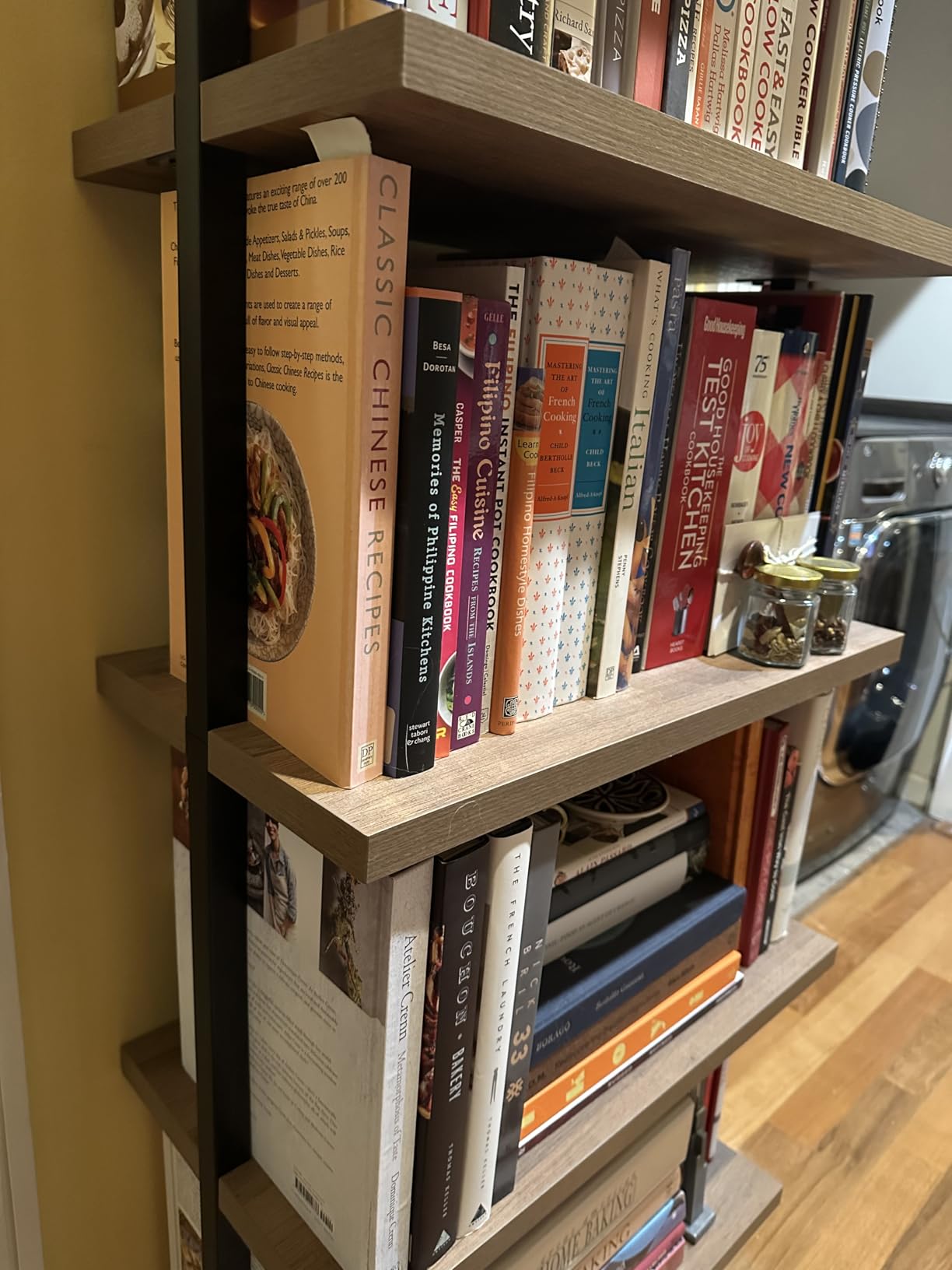Nathan James Theo 5-Shelf Wood Modern Bookcase, Open Wall Mount Ladder Bookshelf with Industrial Black Metal Frame, Reclaimed Oak, Set of 3 customer photo 1