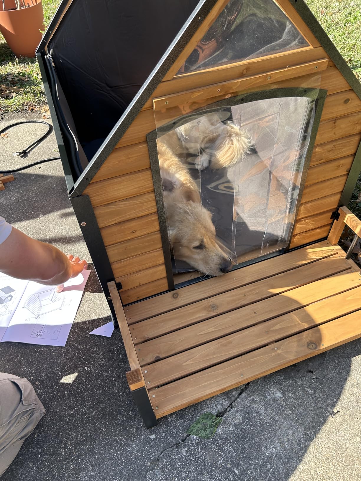 Aivituvin Heated Dog House Outdoor with Anti-Bite Metal Frame Insulated Indoor Dog Kennel 41.6'L Large Dog Cage for Small Medium Large Dogs with Heater and Insulated Liner for Winter customer photo 1